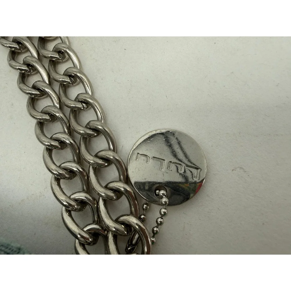 Lulu Beaded Floral Shoulder Bag Silver Leather Trim‎ Chain Strap Y2K Boho